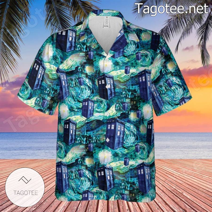 Tardis Doctor Who Starry Night Hawaiian Shirt b