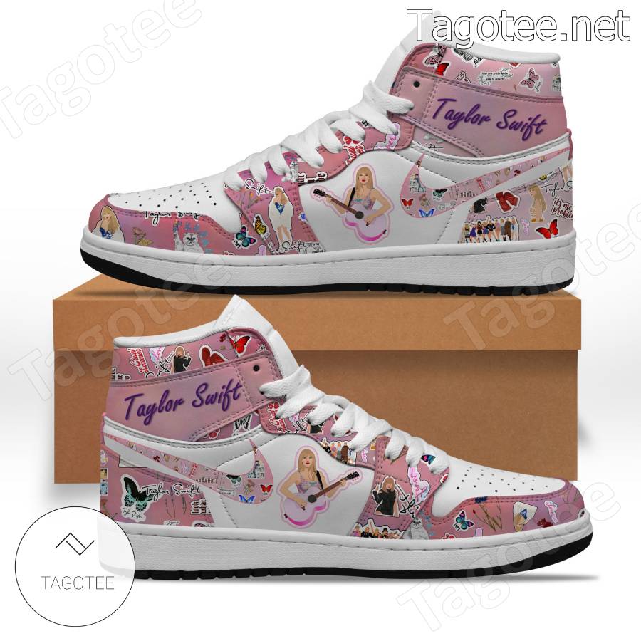 Taylor Swift Pattern Pink Air Jordan High Top Shoes a