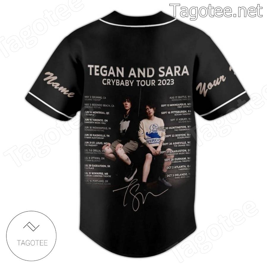 Tegan And Sara Cry Baby Tour 2023 Signature Personalized Baseball Jersey b