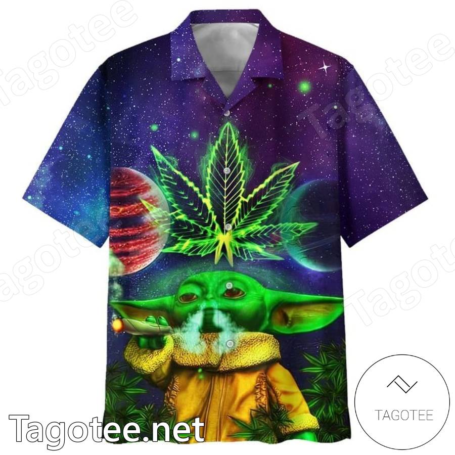 Yoda Smoking Weed Galaxy Hawaiian Shirt a