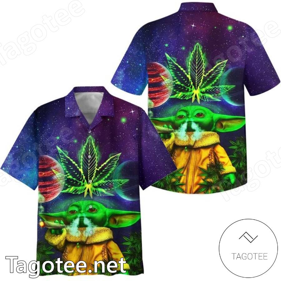 Yoda Smoking Weed Galaxy Hawaiian Shirt