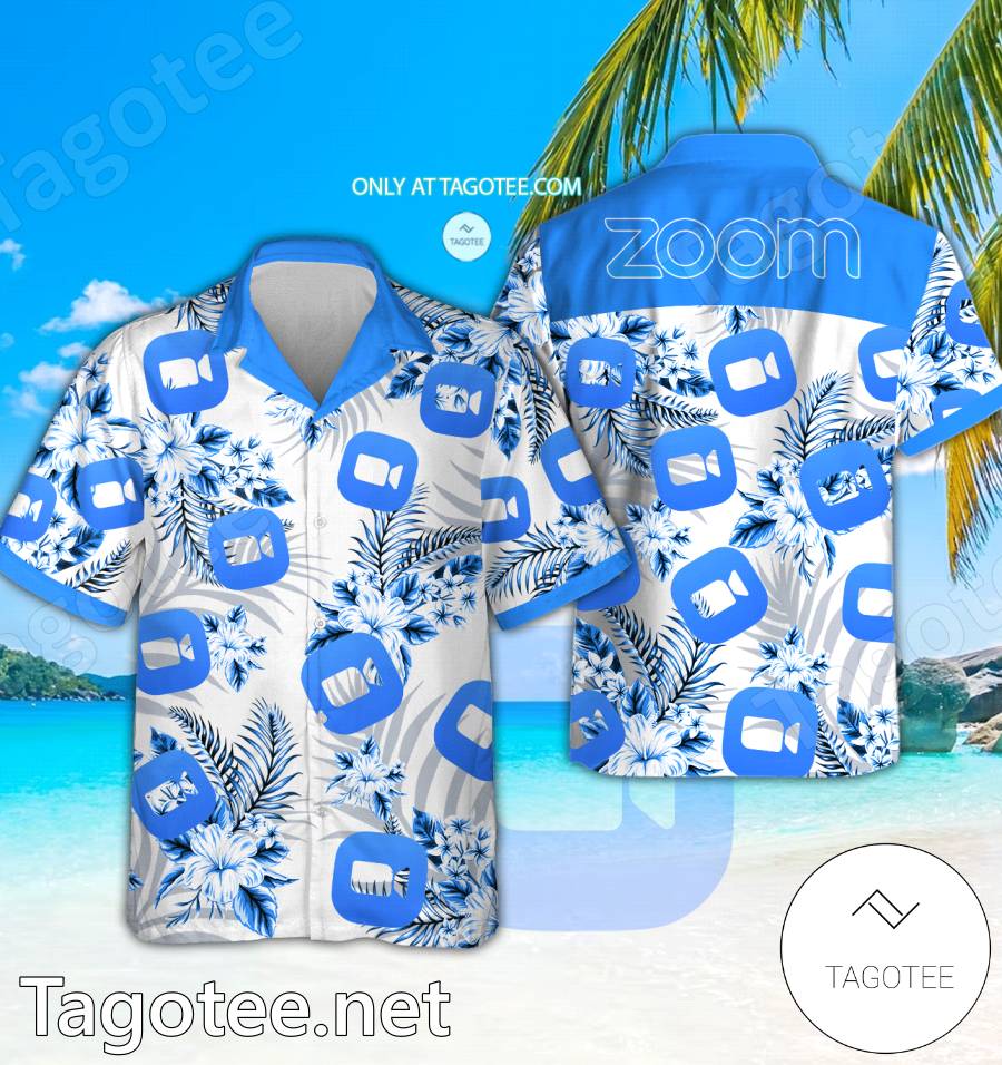 Zoom Logo Hawaiian Shirt And Shorts - EmonShop