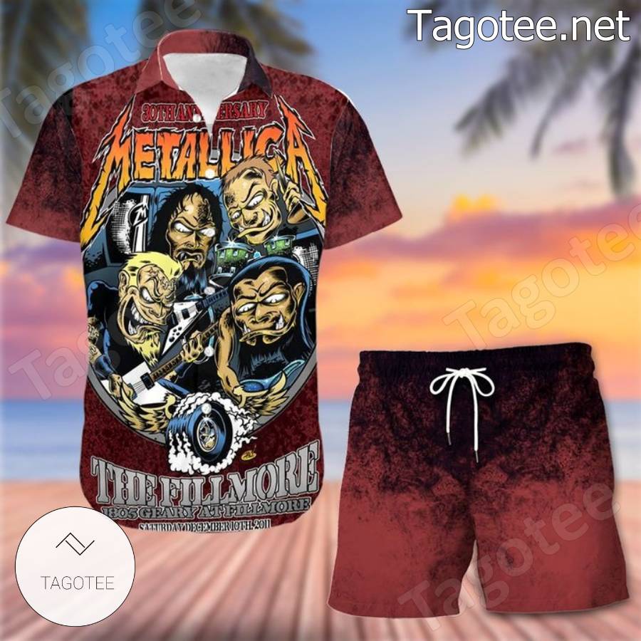 30th Anniversary Metallica The Fillmore Hawaiian Shirt And Shorts