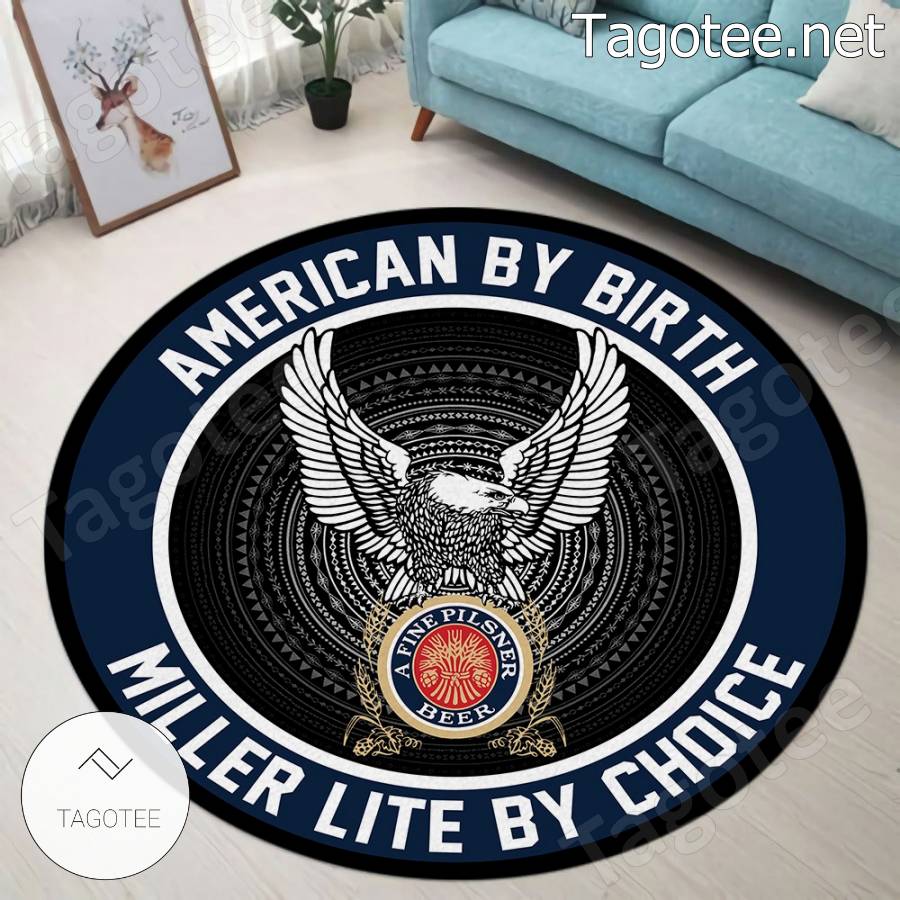 American By Birth Miller Lite By Choice Round Rug