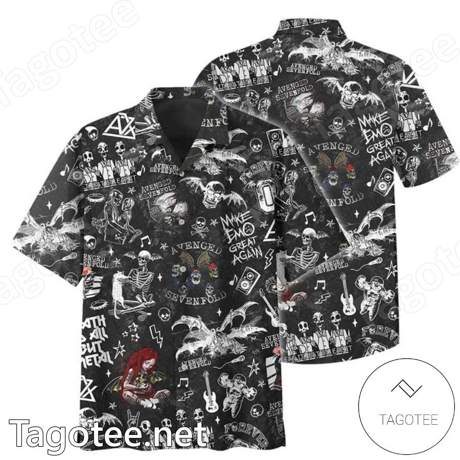 Avenged Sevenfold Skull Pattern Hawaiian Shirt a