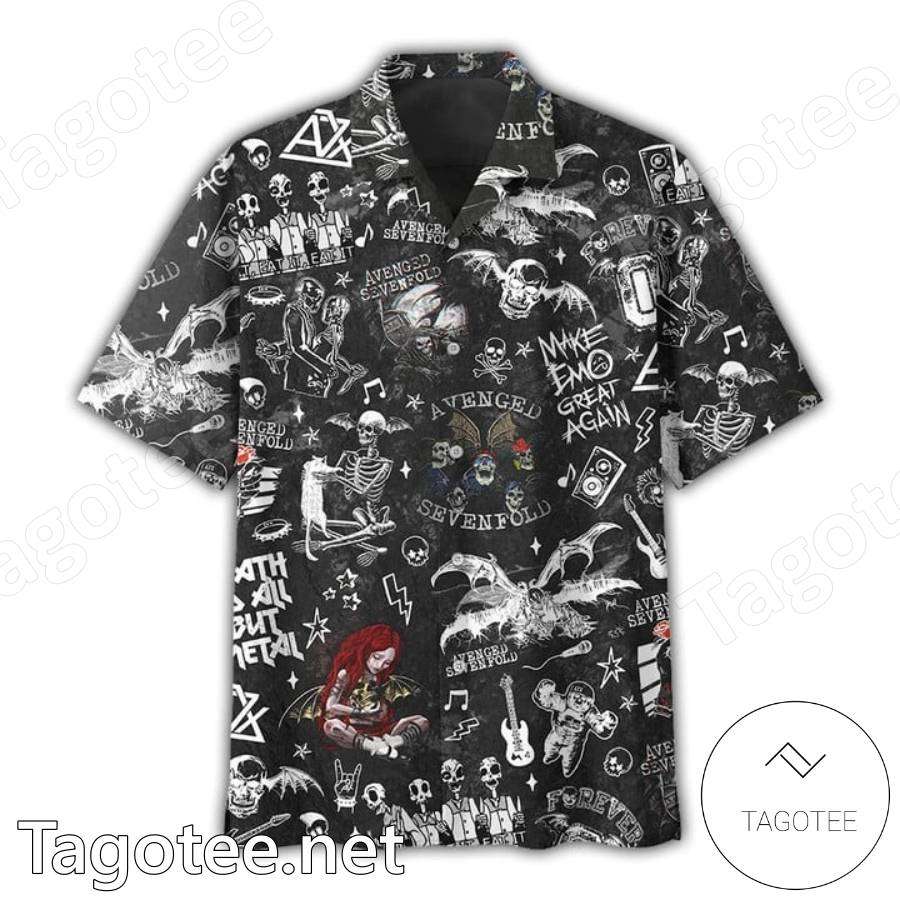 Avenged Sevenfold Skull Pattern Hawaiian Shirt b