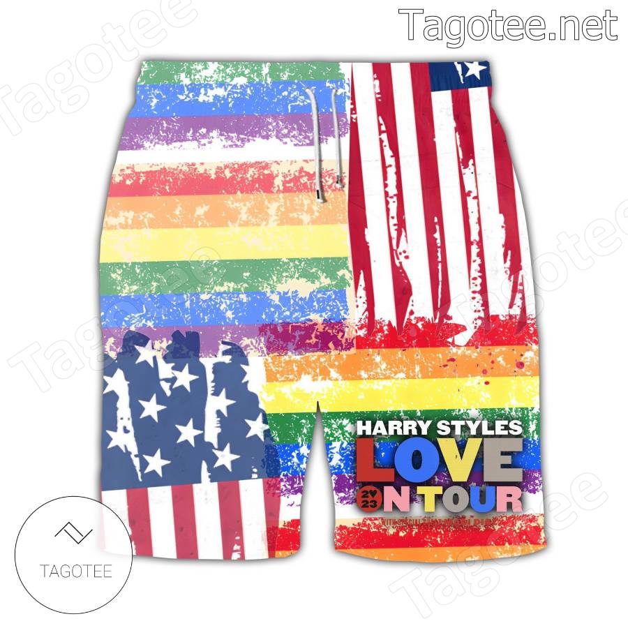 Born Fire Harry Styles Love On Tour 2023 Rainbow Hawaiian Shirt And Shorts x