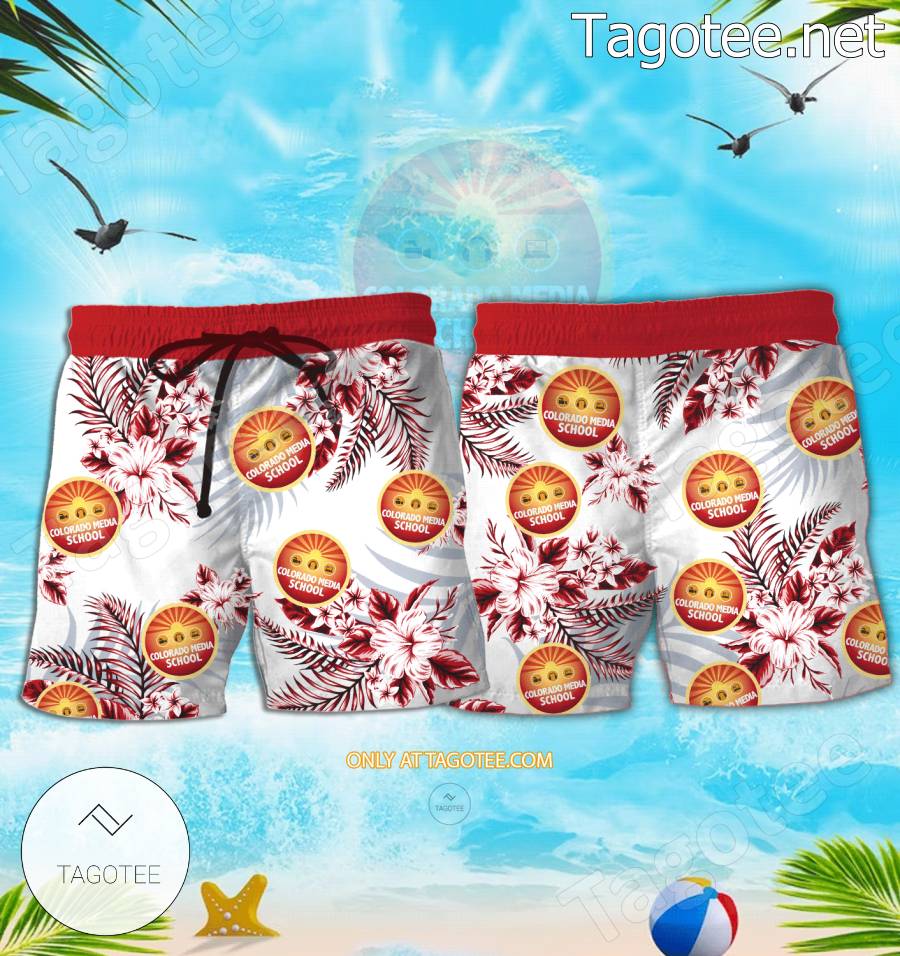 Colorado Media School Short Sleeve Aloha Shirt, Shorts - EmonShop a