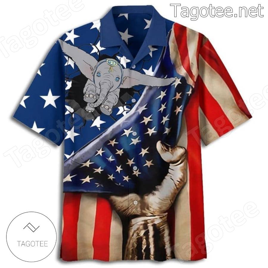 Dumbo American Flag Hawaiian Shirt And Shorts a