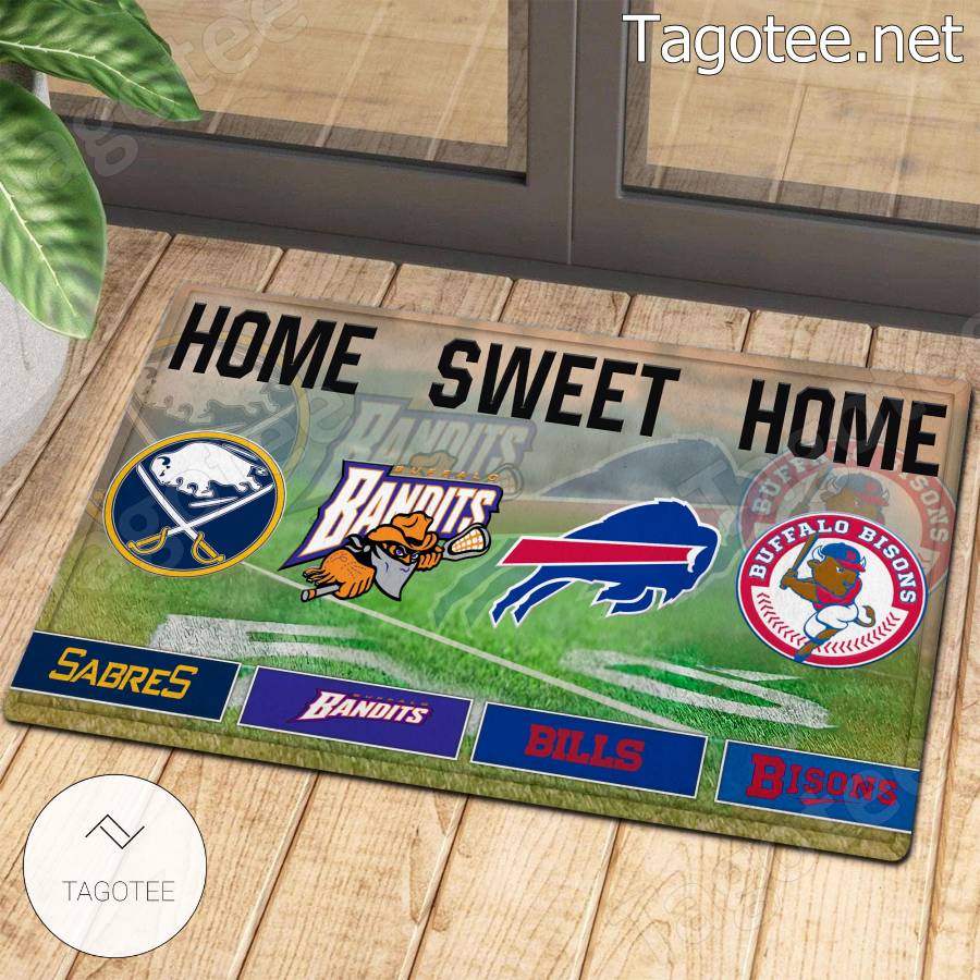 Home Sweet Home Buffalo Sports Teams Custom Team Logo Doormat