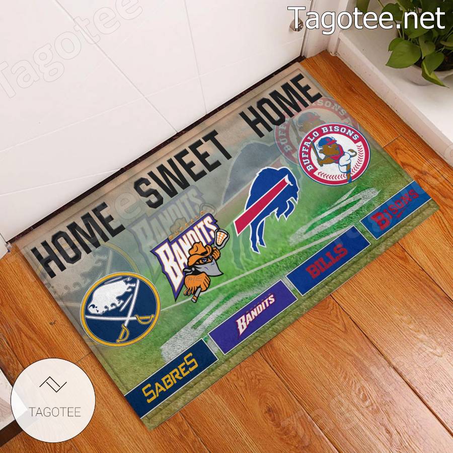 Home Sweet Home Buffalo Sports Teams Custom Team Logo Doormat