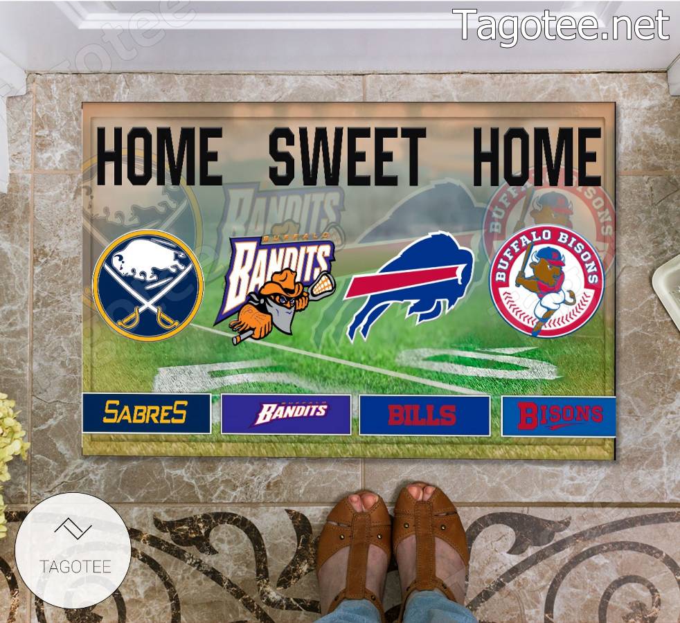 Home Sweet Home Buffalo Sports Teams Custom Team Logo Doormat