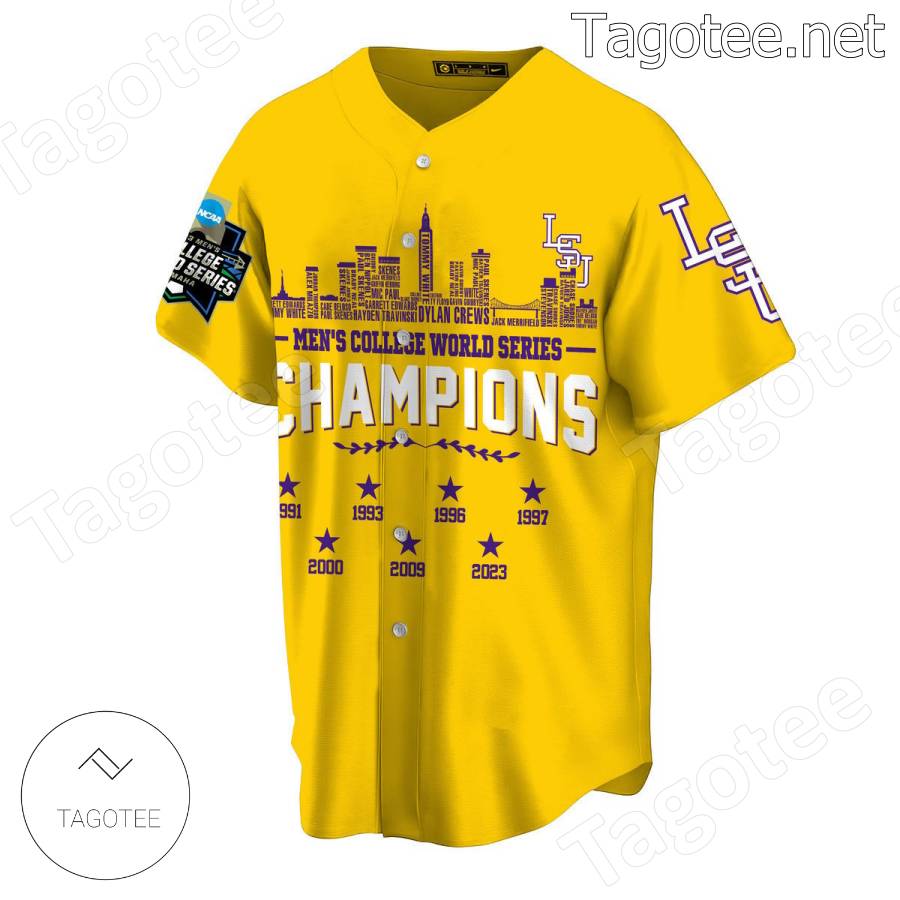 2023 Men's College World Series Champions Lsu Tigers Baseball 7 Times  Baseball Jersey - Tagotee