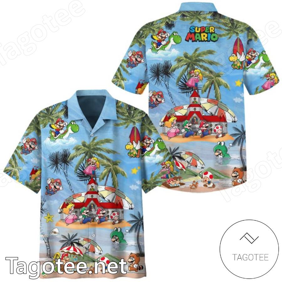 Mario Cartoon On The Beach Hawaiian Shirt And Shorts - Tagotee