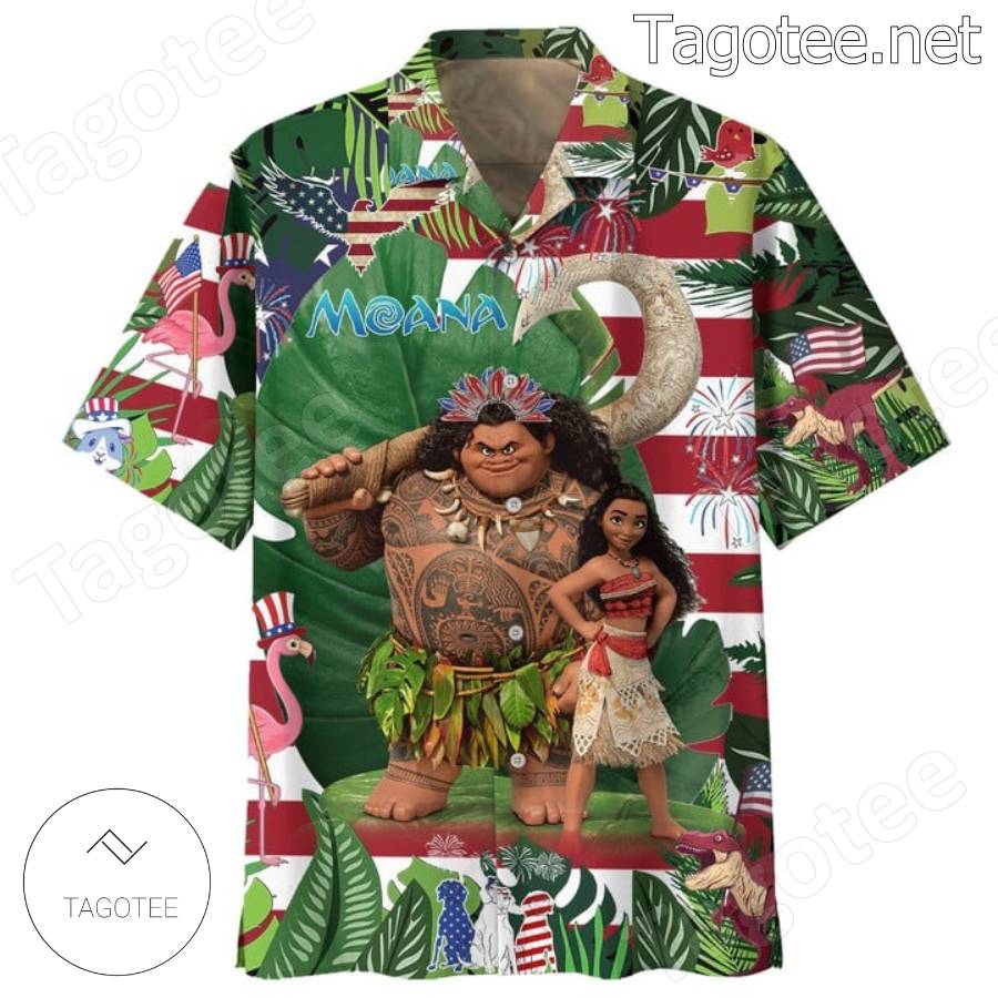 Moana American Flag Happy 4th Of July Hawaiian Shirt And Shorts b