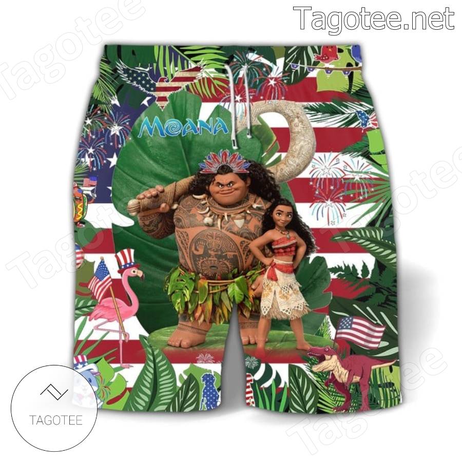 Moana American Flag Happy 4th Of July Hawaiian Shirt And Shorts x