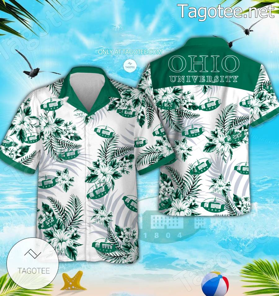 Ohio University-Southern Campus Logo Hawaiian Shirt And Shorts - EmonShop