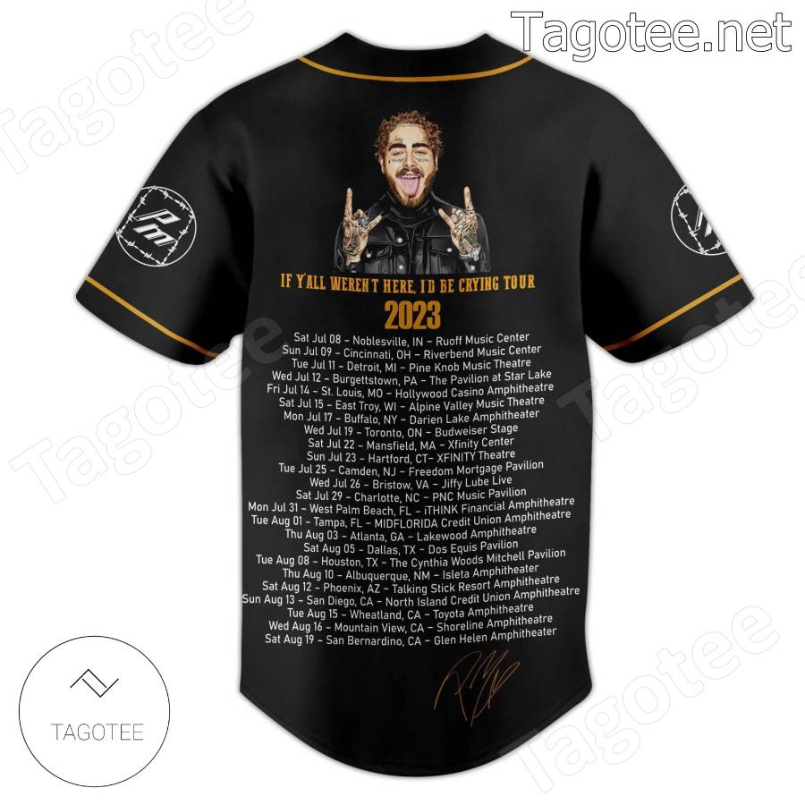 Post Malone If Y'all Weren't Here I'd Be Crying Tour 2023 Baseball Jersey b