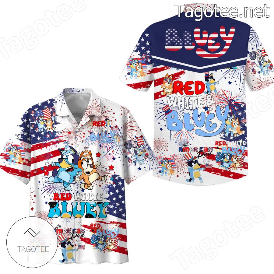 Bluey Hawaiian Shirt, Bluey Shirt, 4Th July Bluey Bingo Hawaiian Shirt