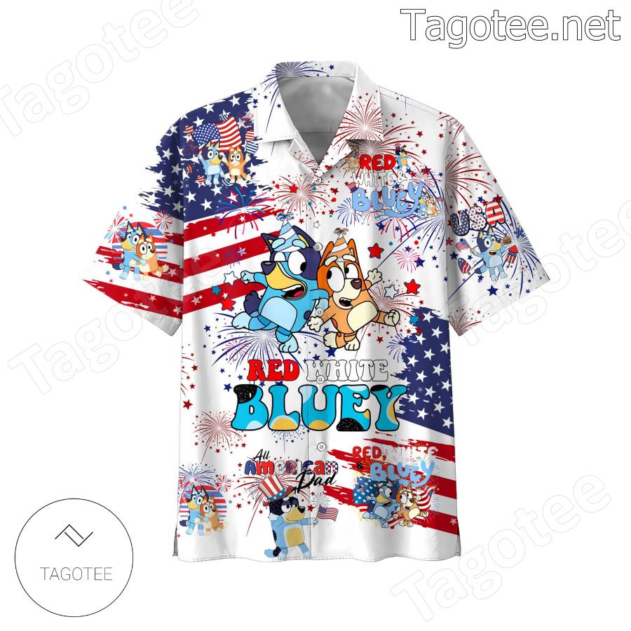 Bluey Hawaiian Shirt, Bluey Shirt, 4Th July Bluey Bingo Hawaiian Shirt