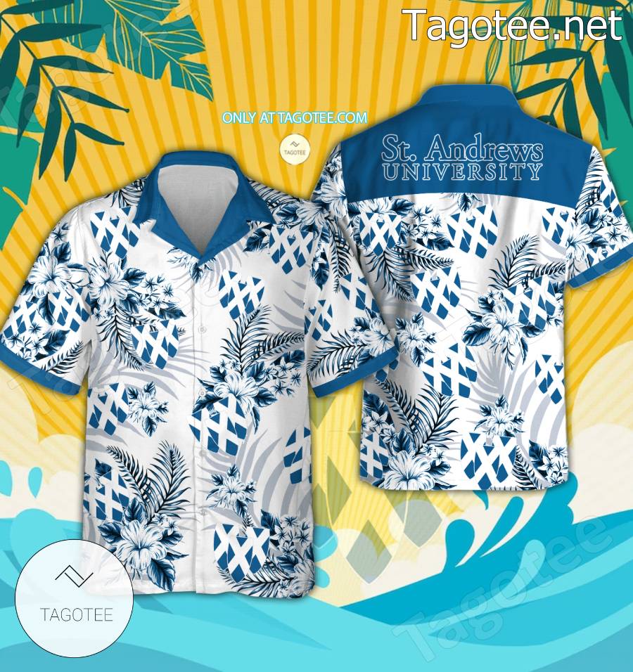 St. Andrews University Short Sleeve Aloha Shirt, Shorts - EmonShop