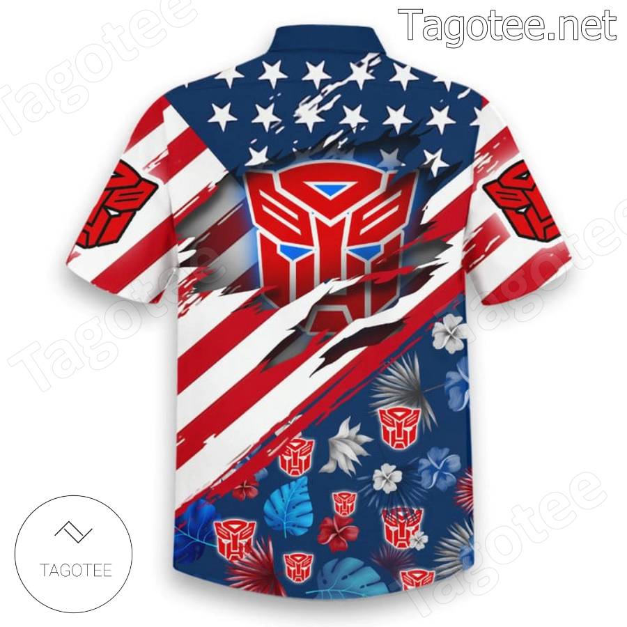 Transformers American Flag Hawaiian Shirt And Shorts b