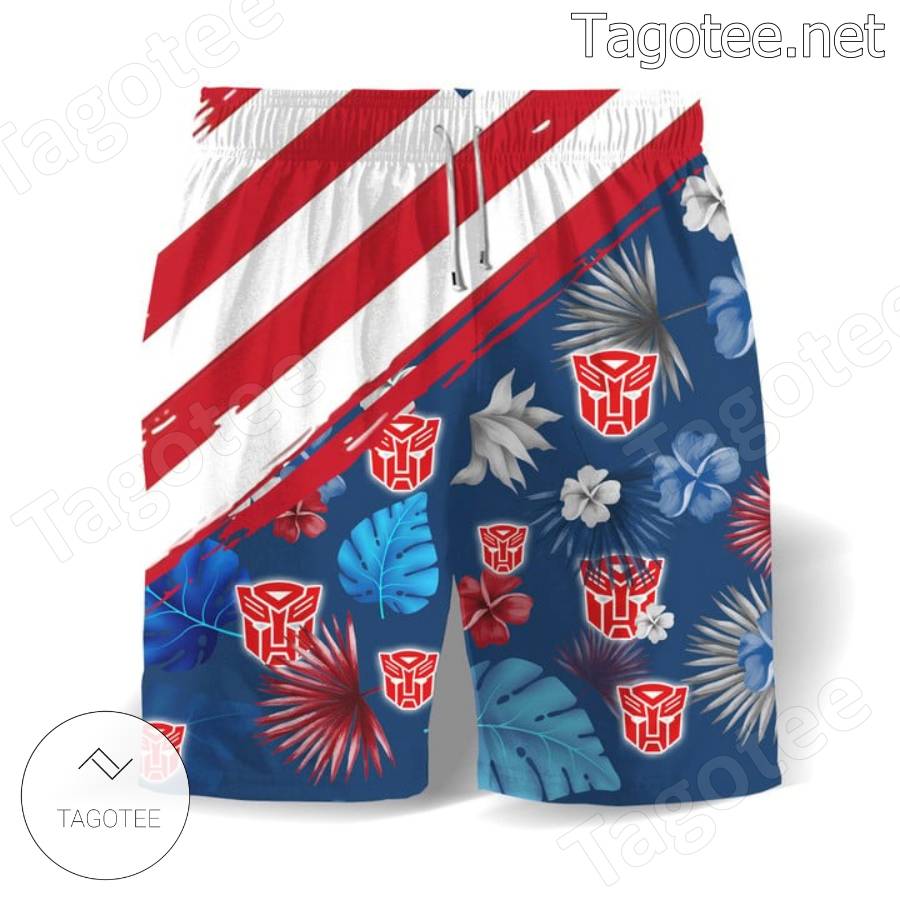 Transformers American Flag Hawaiian Shirt And Shorts c