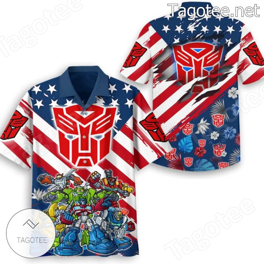 Transformers American Flag Hawaiian Shirt And Shorts x