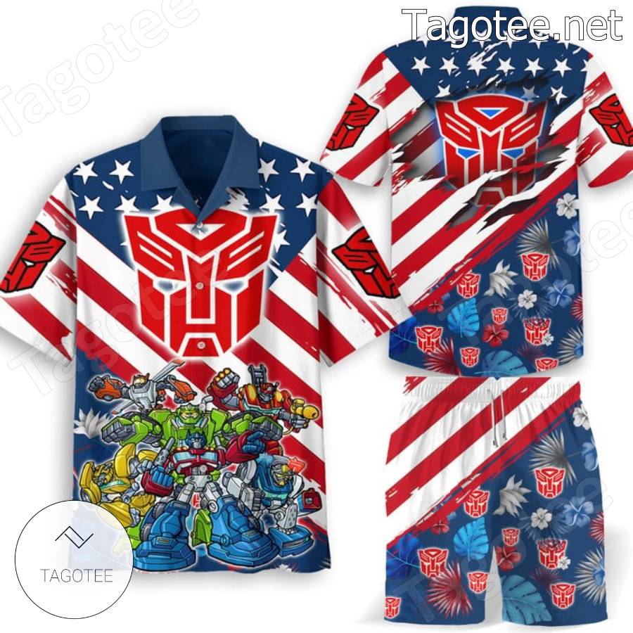 Transformers American Flag Hawaiian Shirt And Shorts
