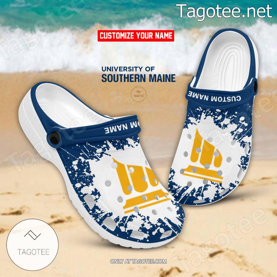 University of Southern Maine Logo Crocs Clogs - BiShop