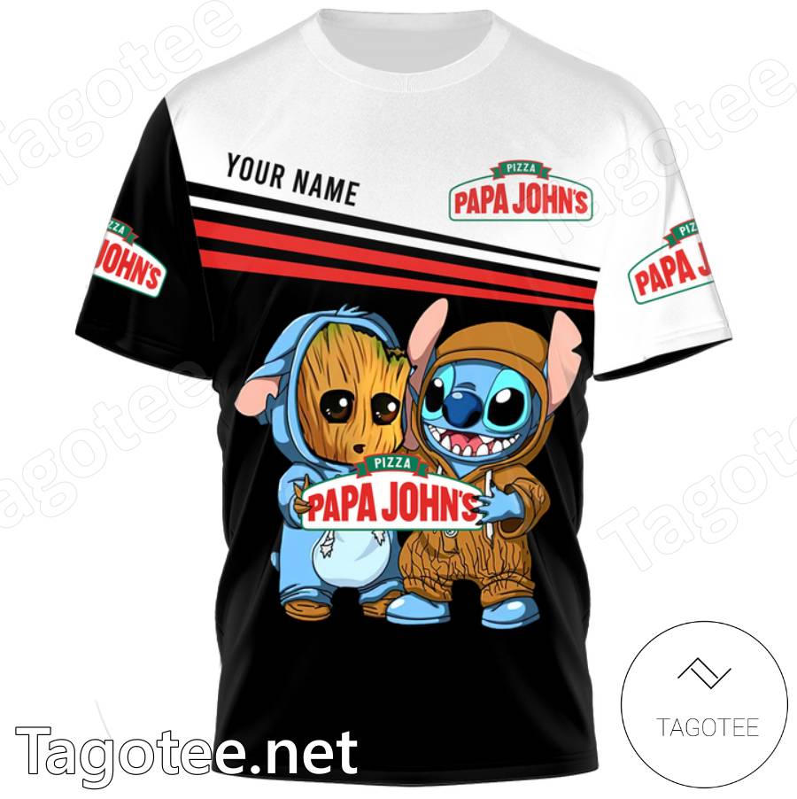 Baby Groot And Stitch Papa John s Personalized Shirt Tagotee