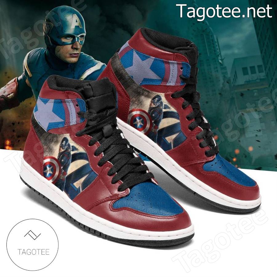 Captain America Marvel Air Jordan High Top Shoes - Tagotee