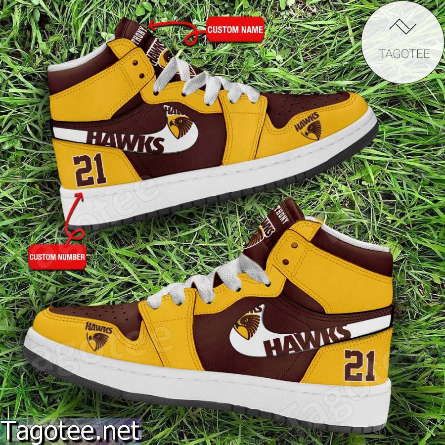 Hawthorn Hawks Club Custom Air Jordan High Top Shoes a