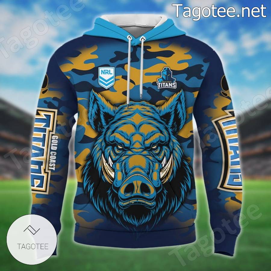 NRL Gold Coast Titans Custom Name Number 2021 Home Jersey Pullover Hoodie