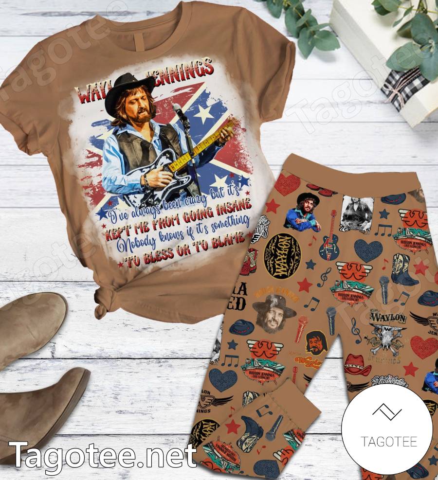 Waylon Jennings Confederate Flag Pajamas Set - Tagotee