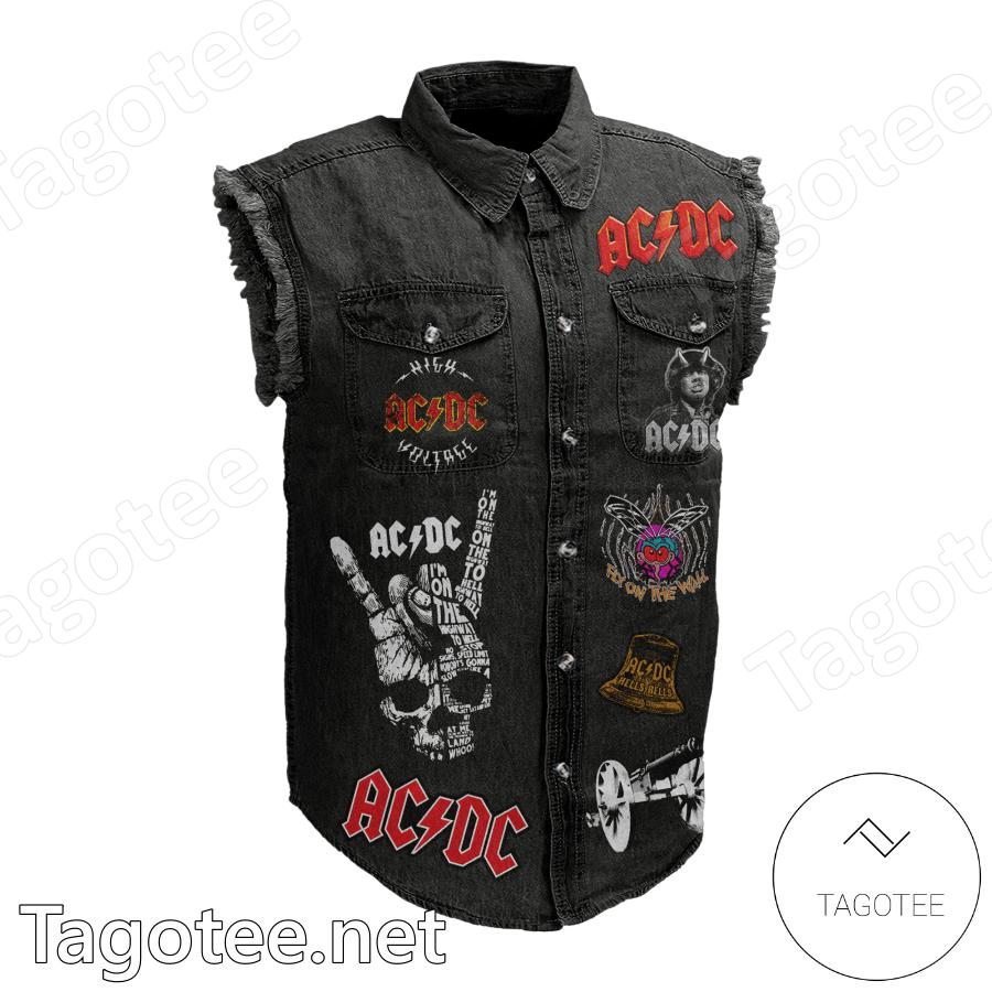 Ac Dc I'm On The Highway To Hell Denim Vest Sleeveless Jacket a