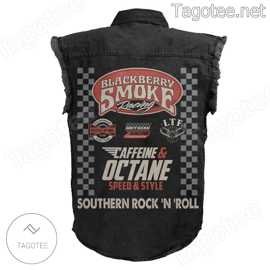 Blackberry Smoke Racing Southern Rock N Roll Sleeveless Denim Jacket c