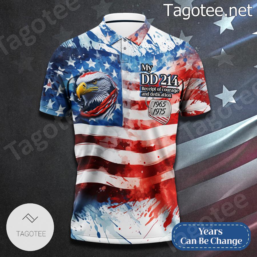 Eagle American Flag My Dd 214 Receipt Of Courage And Dedication Polo Shirt