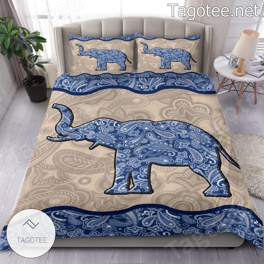 Elephant Blue Paisley Bedding Set - Tagotee