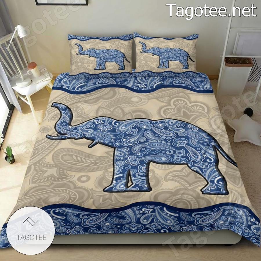 Elephant Blue Paisley Bedding Set - Tagotee