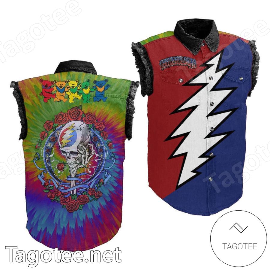 Grateful Dead Tie Dye Denim Jean Vest - Tagotee