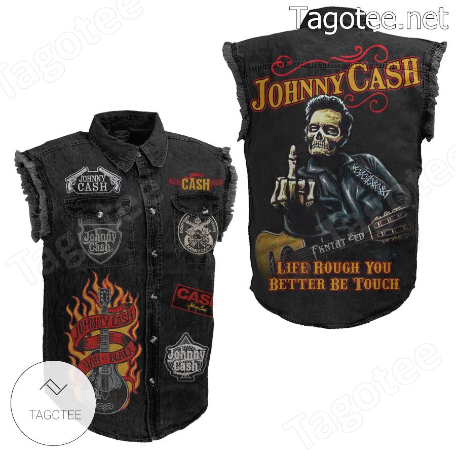 Johnny Cash Life Rough You Better Be Touch Sleeveless Denim Jacket ...