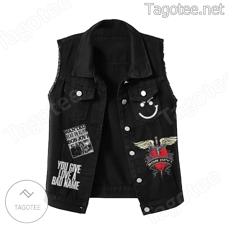 Jon Bon Jovi You Give Love A Bad Name Denim Vest Jacket b