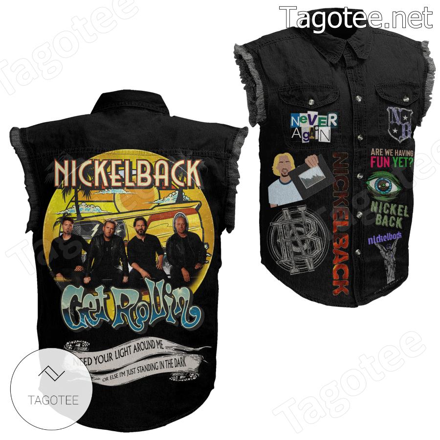 Nickelback Get Rollin Sleeveless Denim Jacket - Tagotee
