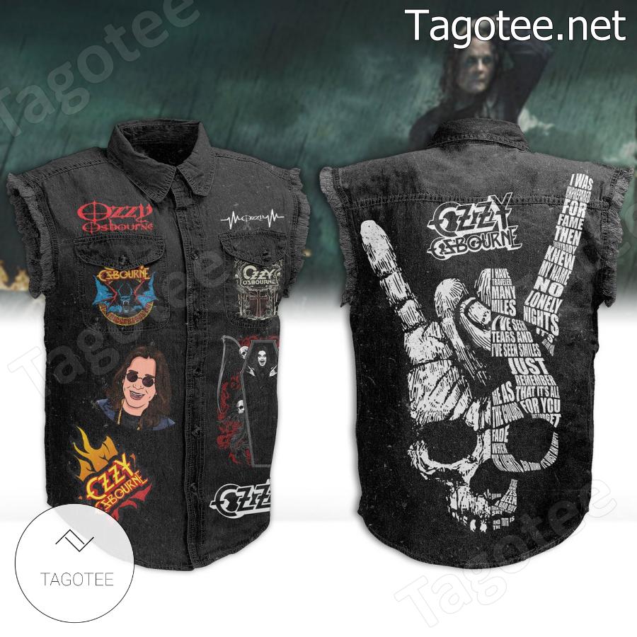 Ozzy Osbourne Skull Devil Hand Sleeveless Denim Jacket - Tagotee
