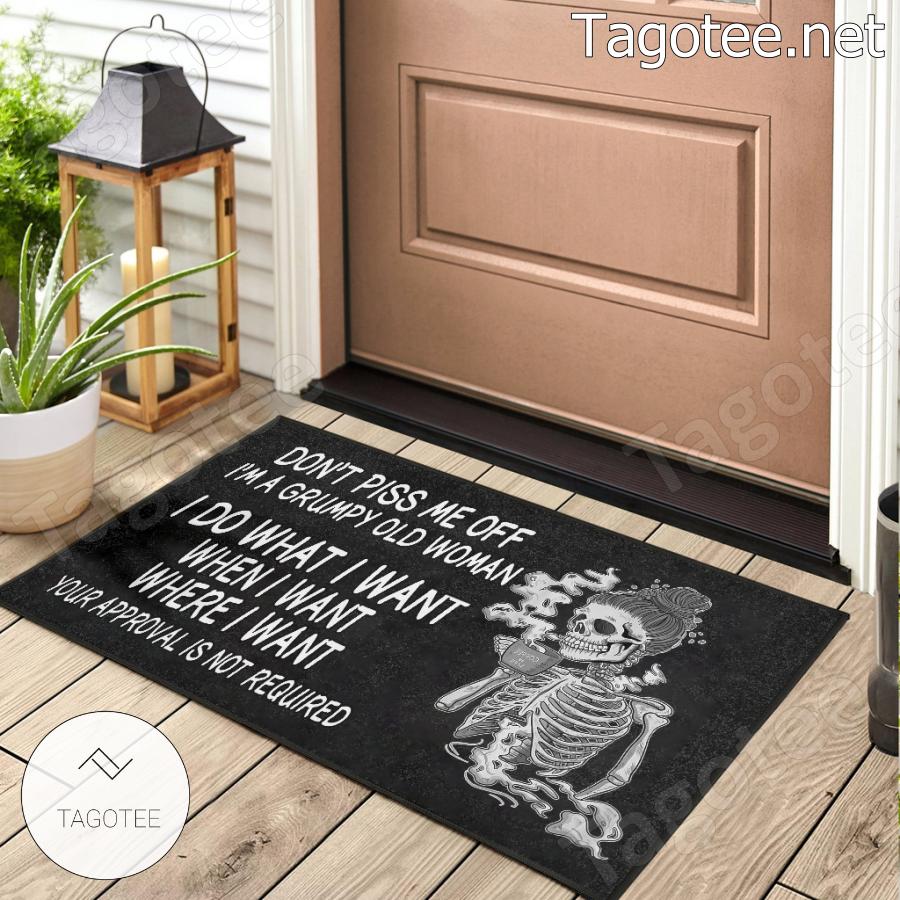 Skeleton Dont Piss Me Off Im A Grumpy Old Woman Doormat picture image photo