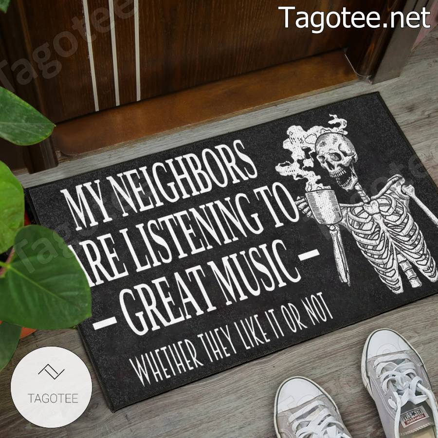 PEACHGARDEN Funny Rabbit & Cat Metal Tin Sign – Vintage 'My Neighbors Are Listening To Great Music' Wall Decor (8x12 Inch)