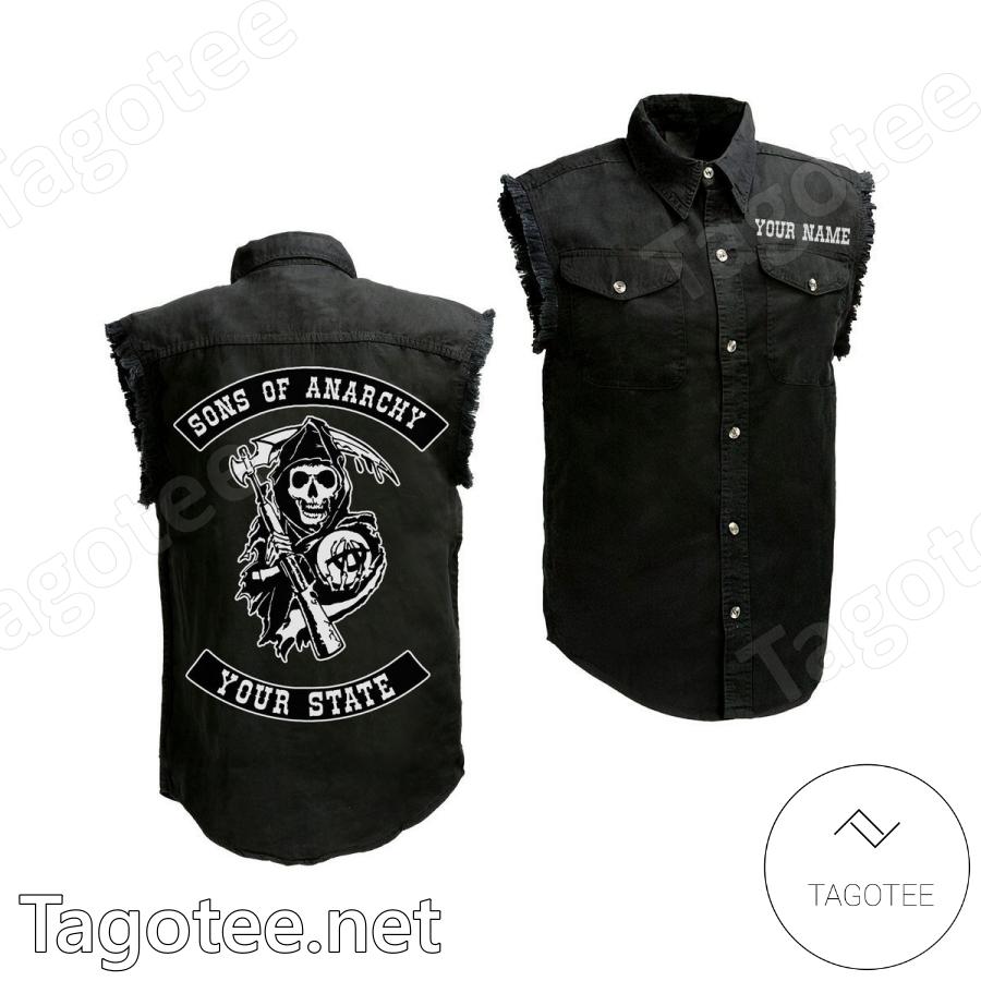 Sons Of Anarchy Personalized Sleeveless Denim Jacket - Tagotee