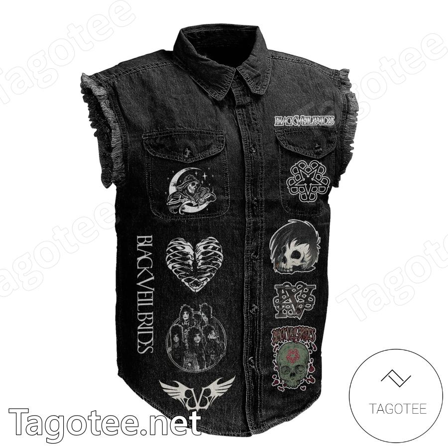 Black Veil Brides The World Will Stain Us With A Scarlet Cross Denim Vest Jacket a