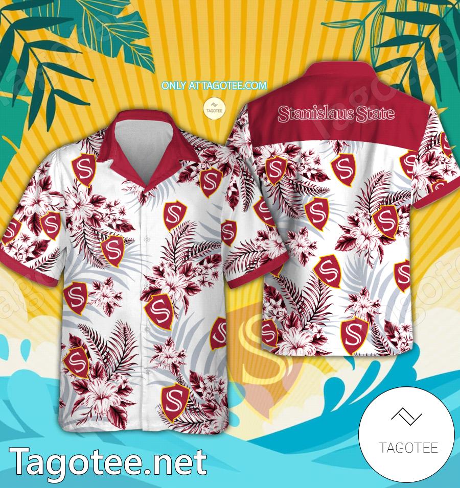 California State University-Stanislaus Hawaiian Shirt, Beach Shorts - EmonShop